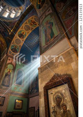 Interior of the Sioni Cathedral of the Dormition, Georgian Orthodox cathedral in historic Old Town of Tbilisi, Georgia Interior of the Sioni Cathedral of the Dormition, Georgian Orthodox cathedral in historic Old Town of Tbilisi, Georgia 125135913