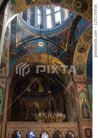 Interior of the Sioni Cathedral of the Dormition, Georgian Orthodox cathedral in historic Old Town of Tbilisi, Georgia 125135916