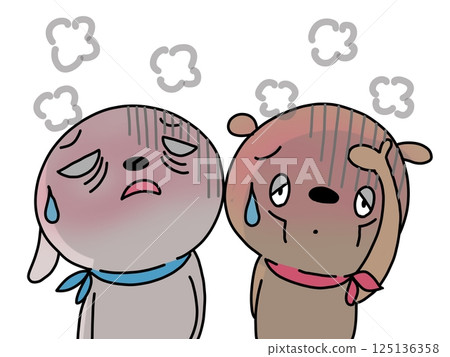 Unwell rabbit and bear Unwell rabbit and bear 125136358