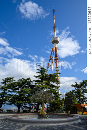 Tbilisi TV broadcasting communications tower located in Mtatsminda Park above Tbilisi, Georgia Tbilisi TV broadcasting communications tower located in Mtatsminda Park above Tbilisi, Georgia 125136484