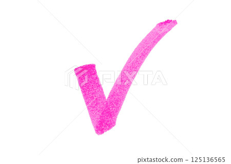 A hand-drawn pink checkmark A hand-drawn pink checkmark 125136565