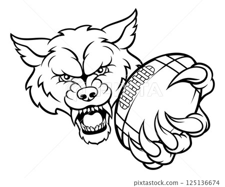 Wolf Holding American Football Ball Sports Mascot 125136674