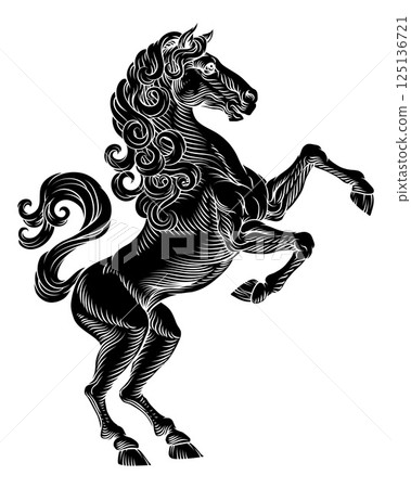 Heraldic Coat of Arms Crest Rearing Heraldry Horse 125136721