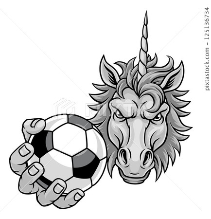 Unicorn Horse Soccer Football Sports Team Mascot 125136734