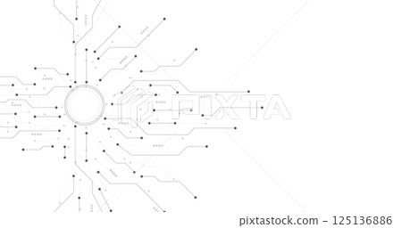 Grey black circuit diagram on white background. 125136886