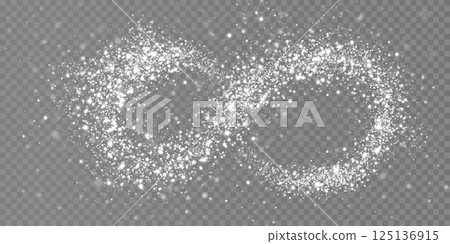 A mesmerizing sparkling infinity symbol crafted from a multitude of small, shimmering particles and textures A mesmerizing sparkling infinity symbol crafted from a multitude of small, shimmering particles and textures 125136915