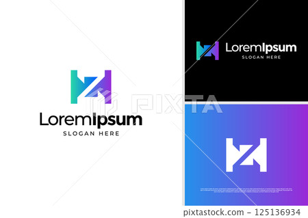 Colorful Letter Z Geometric shape with negative space style logo vector design template 125136934