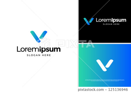 Modern letter V logo vector design. Initial V business logo template 125136946