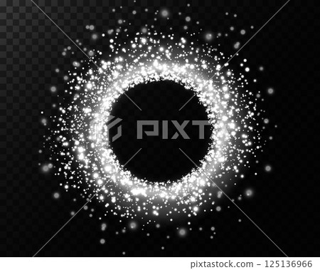 Stunning Sparkling Circular Particle Effect Displayed on Elegant Black Background Stunning Sparkling Circular Particle Effect Displayed on Elegant Black Background 125136966