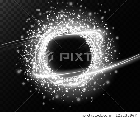 A Stunning Sparkling Light Circle Effect on a Transparent Background for Artistic Purposes 125136967