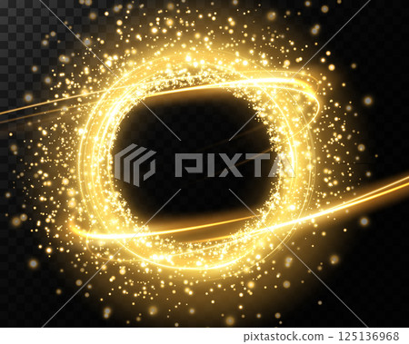 A stunning Golden Sparkling Circle embellished with captivating Glowing Effects for extra charm 125136968