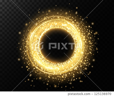 A Golden Sparkling Circle adorned with Shimmering Effects that capture attention and allure 125136970