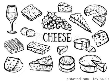 cheese, sketch, food 125136995
