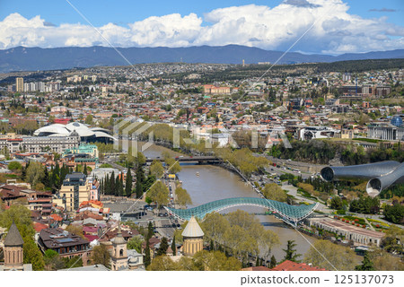 Cityscape aerial panoramic view of Tbilisi, capital of Georgia 125137073