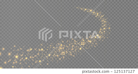 Golden Sparkle Trail Set on a Beautiful, Transparent Background for a Magical Effect 125137127