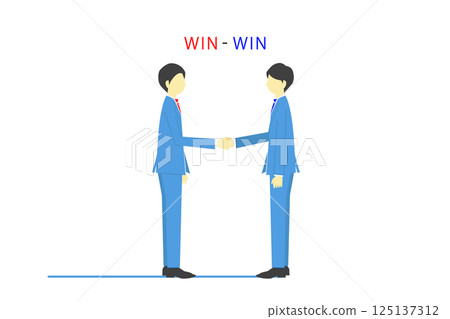 Illustration of businessmen shaking hands in a win-win relationship Illustration of businessmen shaking hands in a win-win relationship 125137312