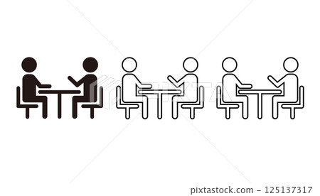 Pictogram of two people having a meeting or consultation 125137317