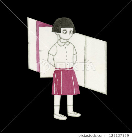 Hanako of the Toilet - Urban Legend, Mystery, Ghost Story, Japan, Watercolor Illustration Hanako of the Toilet - Urban Legend, Mystery, Ghost Story, Japan, Watercolor Illustration 125137559