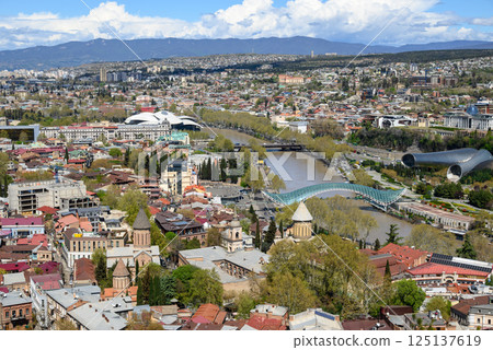 Cityscape aerial panoramic view of Tbilisi, capital of Georgia 125137619