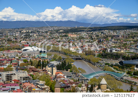Cityscape aerial panoramic view of Tbilisi, capital of Georgia 125137627