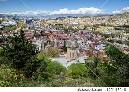 Cityscape aerial panoramic view of Tbilisi, capital of Georgia 125137648