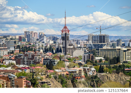Cityscape aerial panoramic view of Tbilisi, capital of Georgia 125137664
