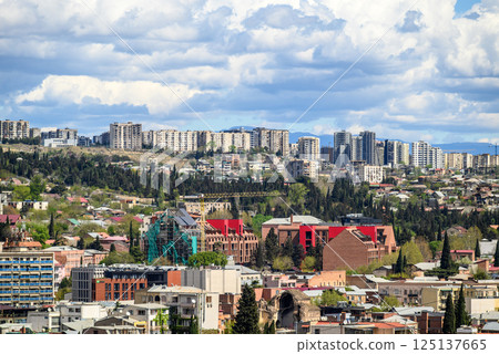 Cityscape aerial panoramic view of Tbilisi, capital of Georgia 125137665