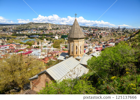 Cityscape aerial panoramic view of Tbilisi, capital of Georgia 125137666