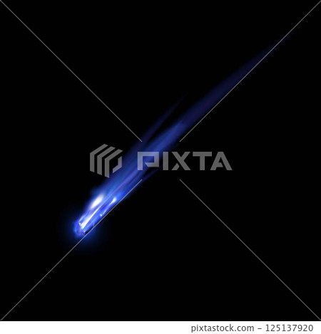 Falling asteroid or comet with fire and blue... - Stock Illustration ...