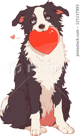 人工智慧生成的邊境牧羊犬手持卡通心形圖像 人工智慧生成的邊境牧羊犬手持卡通心形圖像 125137993