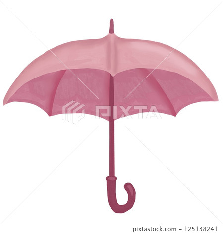 Hand drawn illustration with pink purple umbrella on white background. Elegant simple fall weather rain, april showers design, funny cartoon seasonal print, spring elements, fabric fashion print. 125138241