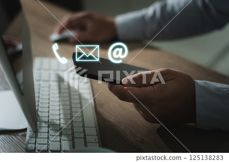 CONTACT US man searching web, browsing CONTACT US man searching web, browsing 125138283