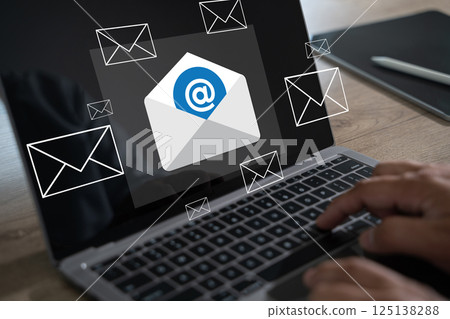business communication contact mail write text message email from computer 125138288