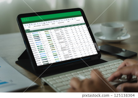 businessman working with data and graphs in  125138304