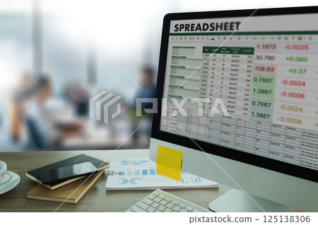 businessman working with data and graphs in  125138306