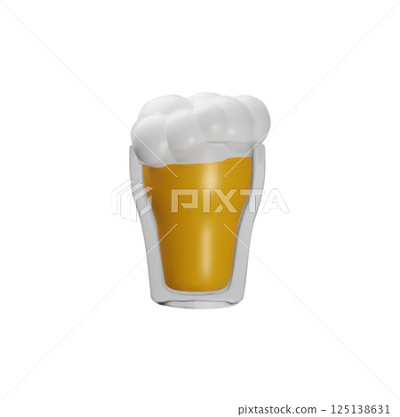 Glass with froth beer 3D plastic style vector icon, cold mug of light beer with lush foam, yellow malt alcohol drink cup Glass with froth beer 3D plastic style vector icon, cold mug of light beer with lush foam, yellow malt alcohol drink cup 125138631