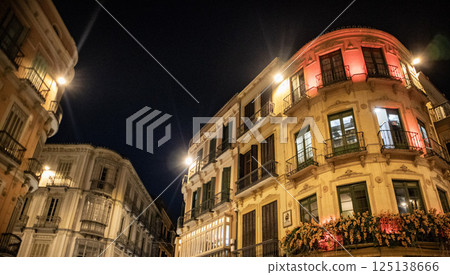 facade of old building in historic center city of Malaga,Spain facade of old building in historic center city of Malaga,Spain 125138666
