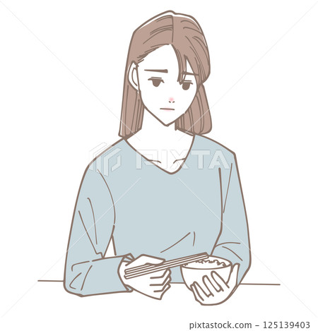 Illustration of a woman with no appetite 125139403