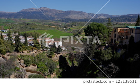 Ronda, Spain, cityscape overlooking El Tajo gorge 125139531