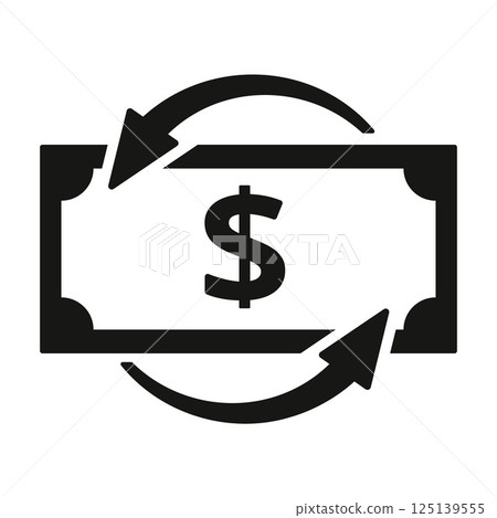 Money exchange icon and circular arrows Money exchange icon and circular arrows 125139555