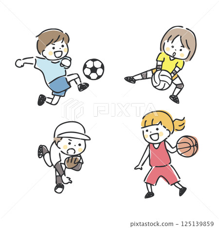 兒童和體育插圖 兒童和體育插圖 125139859