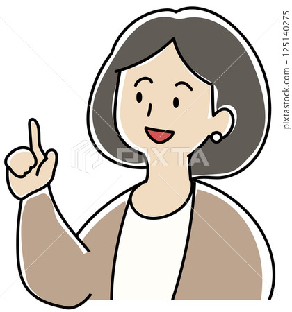 一位女性辦公室職員用手指指著的插圖 125140275