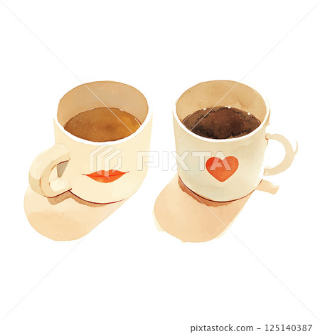 Two creatively designed cups with artistic... - Stock Illustration ...