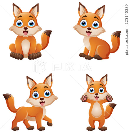 Cartoon fox collection set on white background 125140389