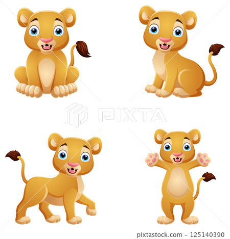 Cartoon lion collection set on white background 125140390