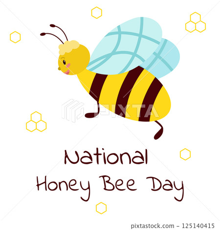 National Honey Bee Day. Vector clipart, banner, poster. Cartoon illustration isolated. 125140415
