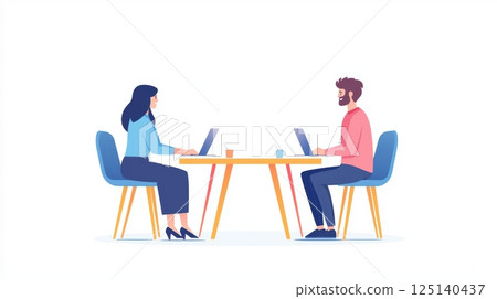 People working collaboratively at a table 125140437