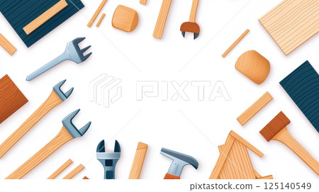 Tools arranged in a circular layout on a white background Tools arranged in a circular layout on a white background 125140549