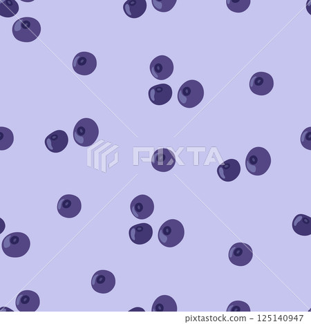 Seamless pattern with ripe blueberries on a lilac background. Botanical vector illustration for printing on clothing, textiles, paper, fabric, packaging. Seamless pattern with ripe blueberries on a lilac background. Botanical vector illustration for printing on clothing, textiles, paper, fabric, packaging. 125140947