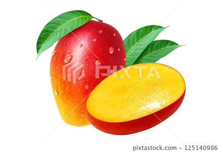 Mango illustration realistic white background Mango illustration realistic white background 125140986